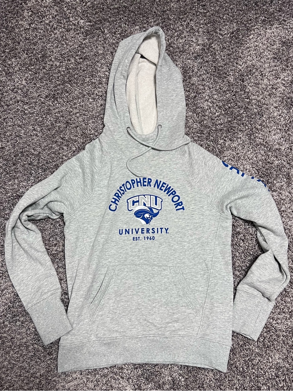 Champion Gray Crewneck Hoodie with Blue CNU University Logo